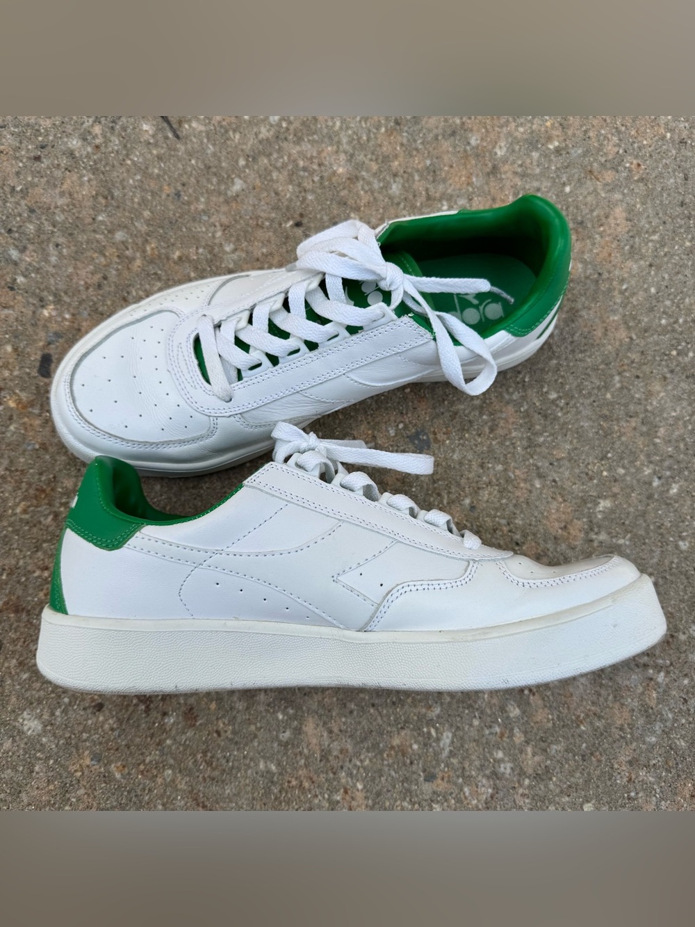 Diadora B Elite Italia Sport Shies Men Size 8 US White Leather Sneakers Italy - Picture 5 of 9
